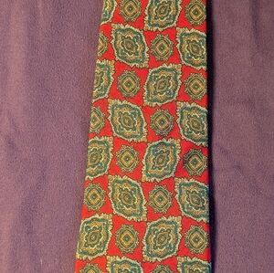 100% Sik Elegant Red and Gold Patterned Men's Tie